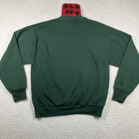 Vintage Dalmations Sweater Dog Apples Fall Plaid Neck Sweatshirt Size M Green - Picture 2 of 10